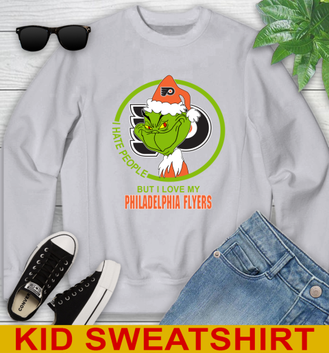 Philadelphia Flyers NHL Christmas Grinch I Hate People But I Love My Favorite Hockey Team Youth Sweatshirt 4