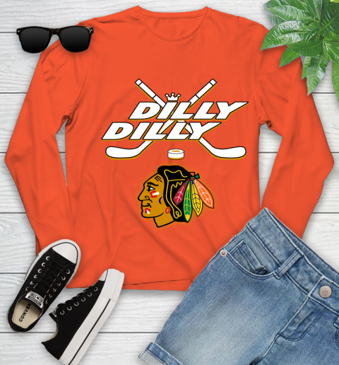 NHL Chicago Blackhawks Dilly Dilly Hockey Sports Youth Long Sleeve 4