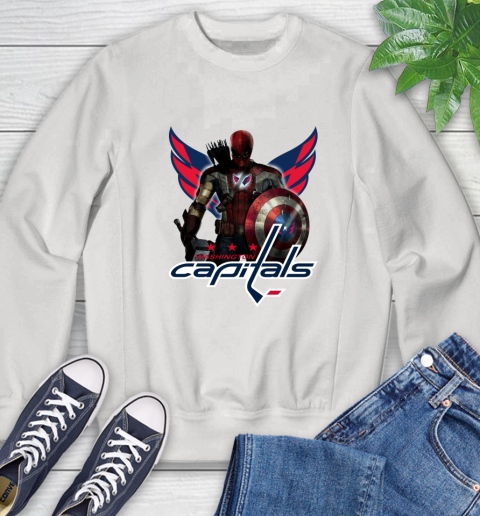 NHL Captain America Thor Spider Man Hawkeye Avengers Endgame Hockey Washington Capitals Sweatshirt