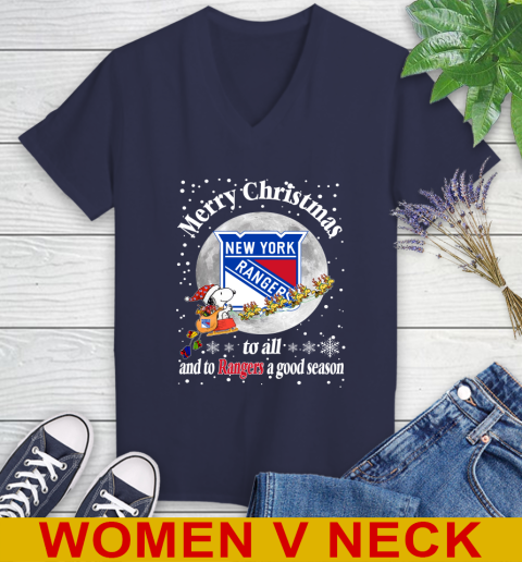 New York Rangers Merry Christmas To All And To Rangers A Good Season NHL Hockey Sports Women's V-Neck T-Shirt 12
