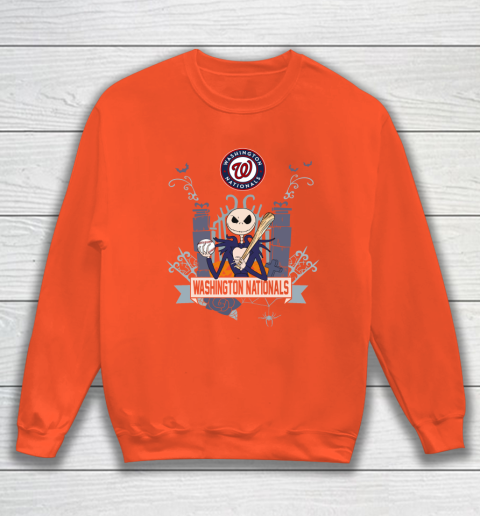 MLB Washington Nationals Baseball Jack Skellington Halloween Sweatshirt 3