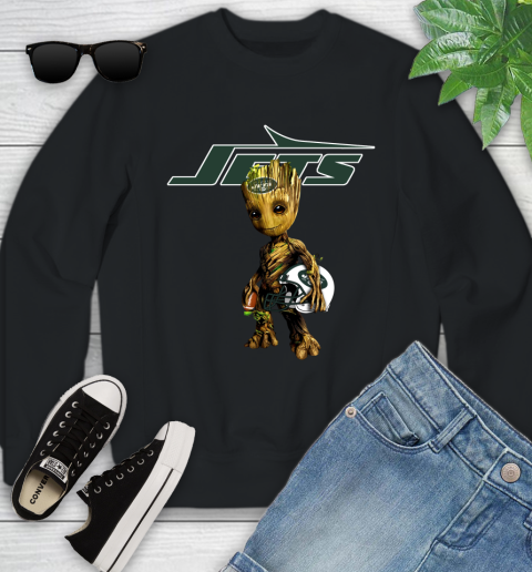 New York Jets NFL Football Groot Marvel Guardians Of The Galaxy Youth Sweatshirt 2