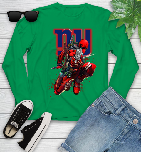 NFL Deadpool Marvel Comics Sports Football New York Giants Youth Long Sleeve 6