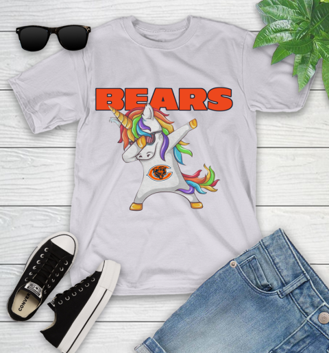 Chicago Bears NFL Football Funny Unicorn Dabbing Sports Youth T-Shirt 4