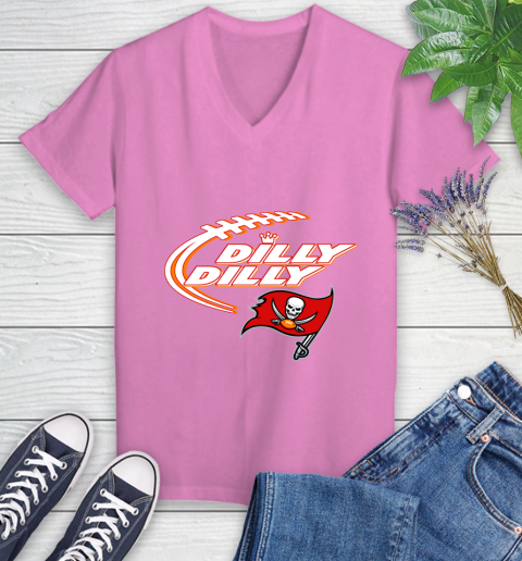 NFL Tampa Bay Buccaneers Dilly Dilly Football Sports Women's V-Neck T-Shirt 14