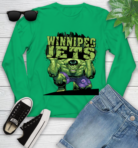 Winnipeg Jets NHL Hockey Incredible Hulk Marvel Avengers Sports Youth Long Sleeve 6
