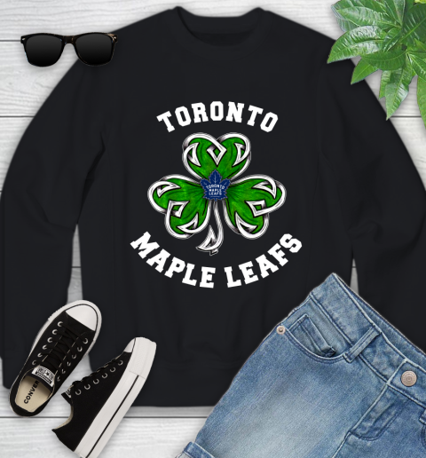 NHL Toronto Maple Leafs Three Leaf Clover St Patrick's Day Hockey Sports Youth Sweatshirt