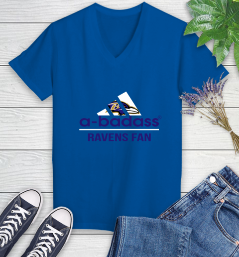 Baltimore Ravens NFL Football A Badass Adidas Adoring Fan Sports Women's V-Neck T-Shirt 10