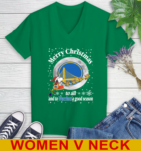 Golden State Warriors Merry Christmas To All And To Warriors A Good Season NBA Basketball Sports Women's V-Neck T-Shirt 5