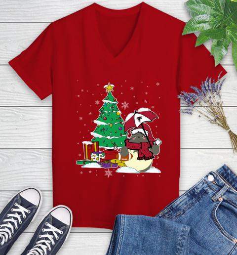 Atlanta Falcons NFL Football Cute Tonari No Totoro Christmas Sports Women's V-Neck T-Shirt 11