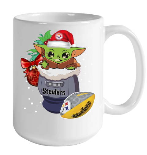 Pittsburgh Steelers Christmas Baby Yoda Star Wars Funny Happy NFL Color Changing Mug 15oz 2