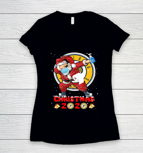 Indiana Pacers Funny Santa Claus Dabbing Christmas 2020 NBA Women's V-Neck T-Shirt