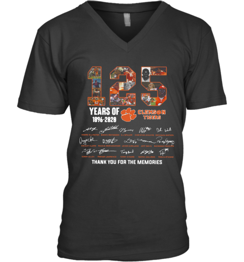 125 Years Of Clemson Tigers 1896 2020 Thank You For The Memories V-Neck T-Shirt