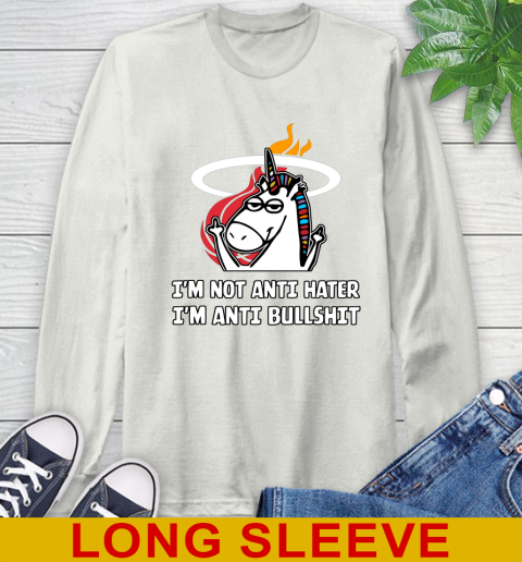 Miami Heat NBA Basketball Unicorn I'm Not Anti Hater I'm Anti Bullshit Long Sleeve T-Shirt 12