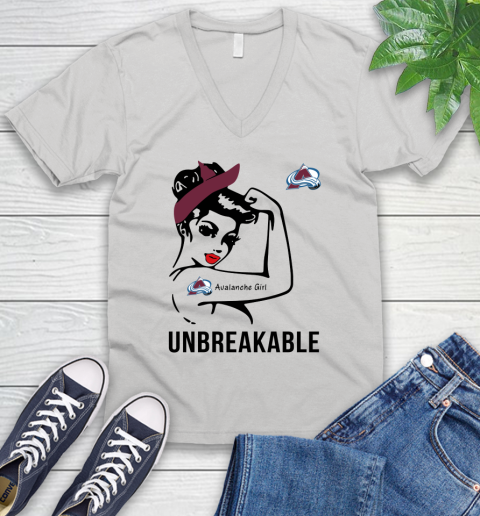 NHL Colorado Avalanche Girl Unbreakable Hockey Sports V-Neck T-Shirt