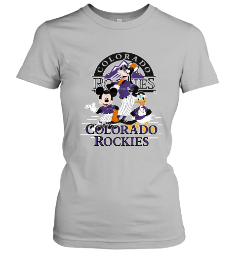 Colorado Rockies Mickey Donald And Goofy Baseball Women's T-Shirt