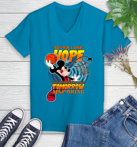 Portland Trail Blazers NBA Basketball Mickey Disney Never Lose Hope Women's V-Neck T-Shirt 8 Portland Trail Blazers NBA Basketball Mickey Disney Never Lose Hope Women's V-Neck T-Shirt - Image 8