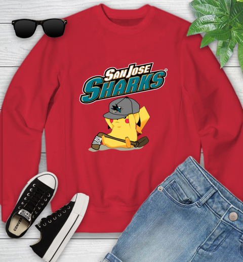 NHL Pikachu Hockey Sports San Jose Sharks Youth Sweatshirt 9