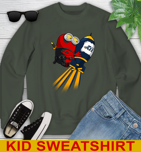 NBA Basketball Utah Jazz Deadpool Minion Marvel Shirt Youth Sweatshirt 8