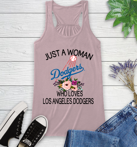 MLB Just A Woman Who Loves Los Angeles Dodgers Baseball Sports Racerback Tank 5