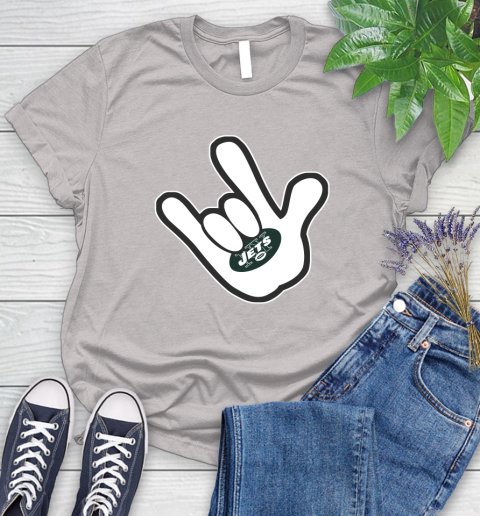 New York Jets NFL Football Mickey Rock Hand Disney Women's T-Shirt 10