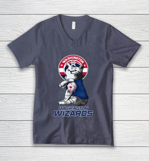 NBA Basketball My Cat Loves Washington Wizards V-Neck T-Shirt 7