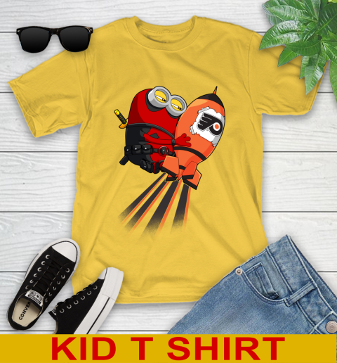 NHL Hockey Philadelphia Flyers Deadpool Minion Marvel Shirt Youth T-Shirt 9