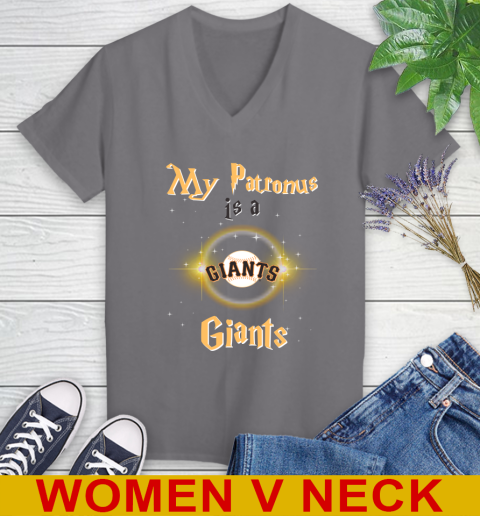 MLB Baseball Harry Potter My Patronus Is A San Francisco Giants Women's V-Neck T-Shirt 11