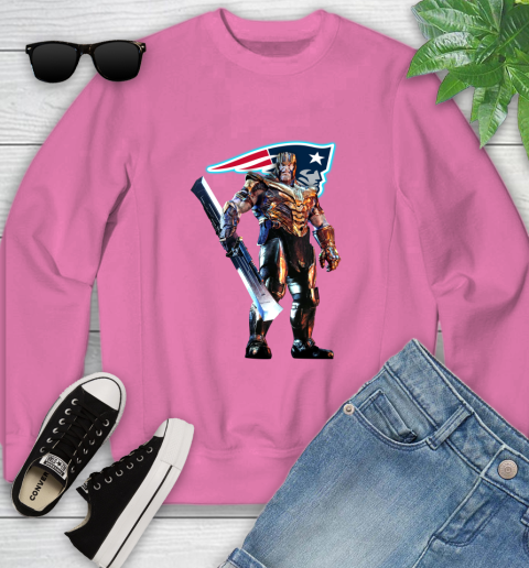 NFL Thanos Gauntlet Avengers Endgame Football New England Patriots Youth Sweatshirt 7