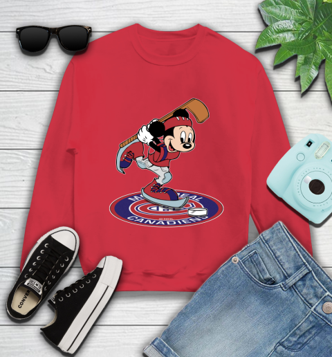 NHL Hockey Montreal Canadiens Cheerful Mickey Disney Shirt Youth Sweatshirt 8
