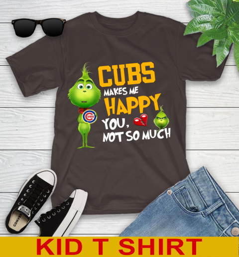 MLB Chicago Cubs Makes Me Happy You Not So Much Grinch Baseball Sports Youth T-Shirt 6