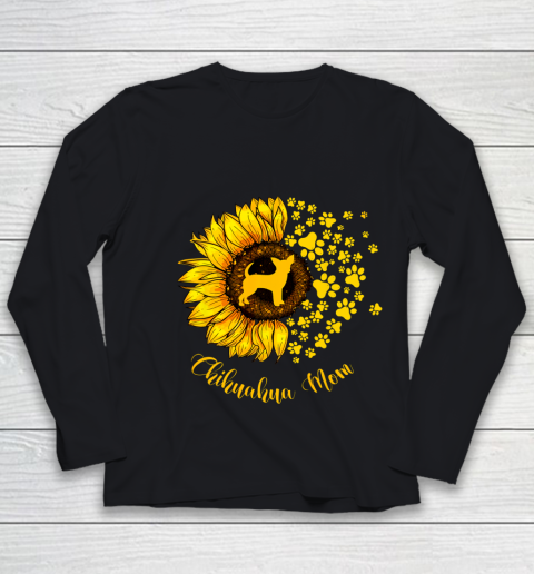 Dog Mom Shirt Sunflower Chihuahua Mom Dog Lover Gift Youth Long Sleeve