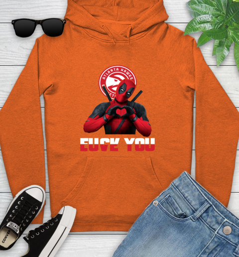 NBA Atlanta Hawks Deadpool Love You Fuck You Basketball Sports Youth Hoodie 4