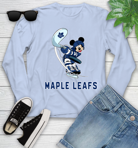 NHL Hockey Toronto Maple Leafs Cheerful Mickey Mouse Shirt Youth Long Sleeve 9