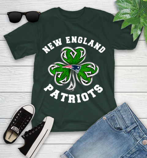 NFL New England Patriots Three Leaf Clover St Patrick's Day Football Sports Youth T-Shirt 5