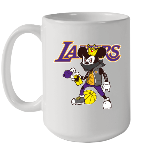 Los Angeles Lakers NBA Basketball Mickey Peace Sign Sports Ceramic Mug 15oz