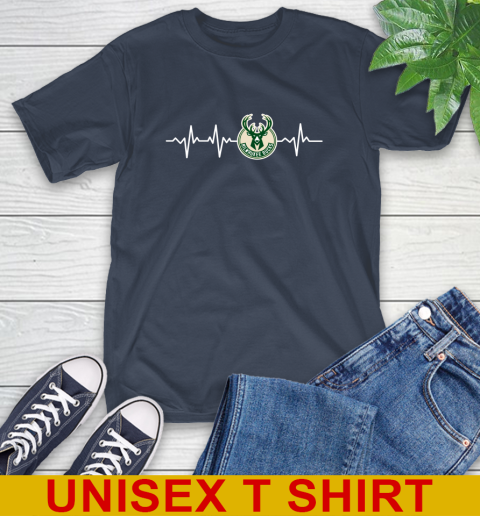 Milwaukee Bucks NBA Basketball Heart Beat Shirt T-Shirt - Image 4