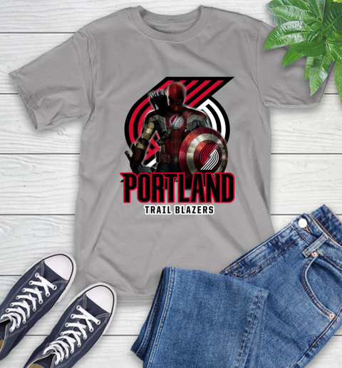 Portland Trail Blazers NBA Basketball Captain America Thor Spider Man Hawkeye Avengers T-Shirt 6