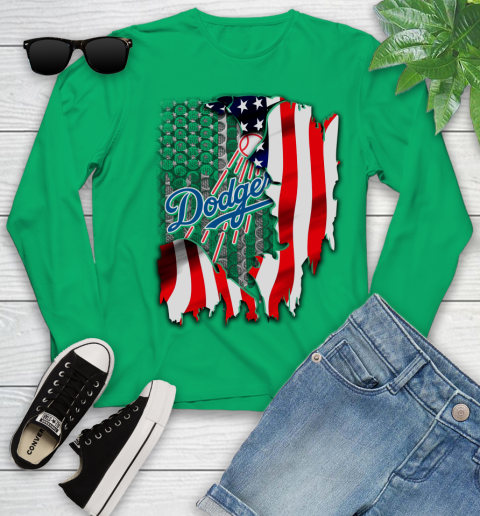 Los Angeles Dodgers MLB Baseball American Flag Youth Long Sleeve 7