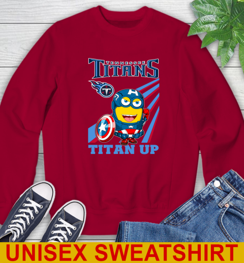 NFL Football Tennessee Titans Captain America Marvel Avengers Minion Titan Up Shirt Sweatshirt 9