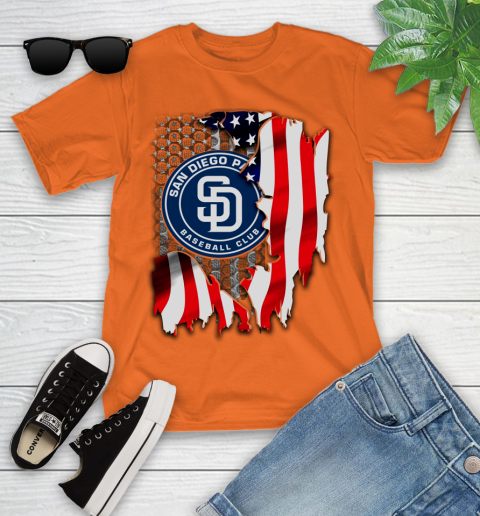 San Diego Padres MLB Baseball American Flag Youth T-Shirt 9