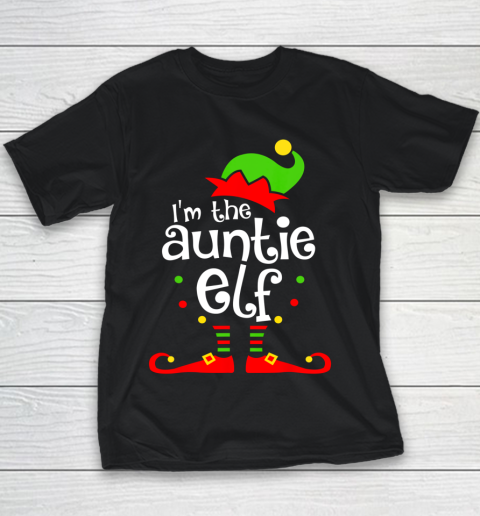 Auntie Elf Christmas Costume Aunt Matching Family Xmas Youth T-Shirt