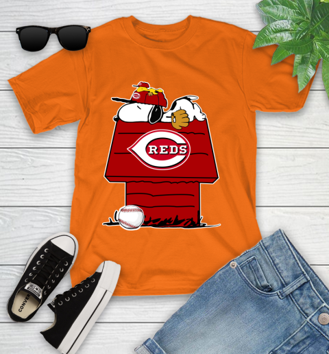 MLB Cincinnati Reds Snoopy Woodstock The Peanuts Movie Baseball T Shirt Youth T-Shirt 7