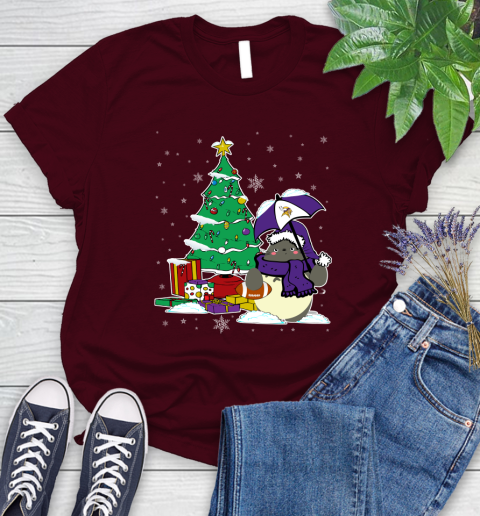 Minnesota Vikings NFL Football Cute Tonari No Totoro Christmas Sports Women's T-Shirt 7