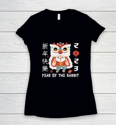 Happy Chinese New Year 2023 Year Of The Rabbit Women's V-Neck T-Shirt