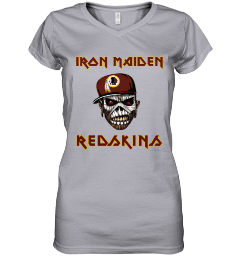 NFL Washington Redskins Iron Maiden Rock Band Music Football Sports SvkCPQDlrrw women v neck t shirt 39 95 151514 front sport grey