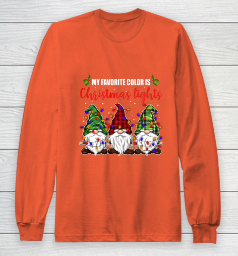 My Favorite Color Is Christmas Light Gnome Merry Christmas Long Sleeve T-Shirt 3