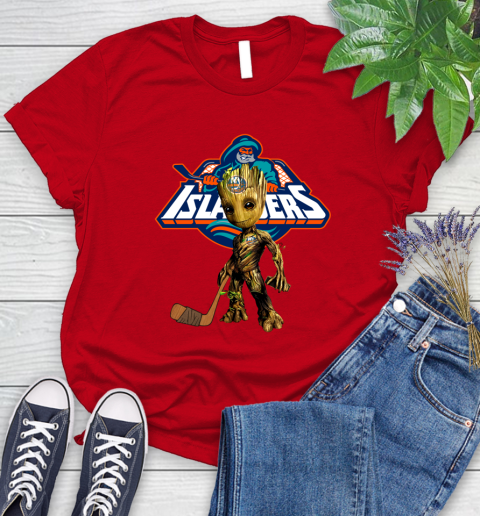 New York Islanders NHL Hockey Groot Marvel Guardians Of The Galaxy Women's T-Shirt 9