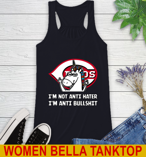 Cincinnati Reds MLB Baseball Unicorn I'm Not Anti Hater I'm Anti Bullshit Racerback Tank 10