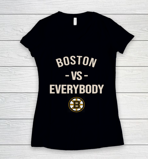 Boston Bruins Vs Everybody Women's V-Neck T-Shirt